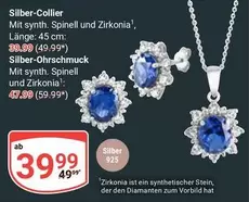 Stein - Silber-Collier und Silber-Ohrschmuck