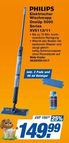 Philips - Elektrischer Wischmopp OneUp 5000 Series XV5113/11