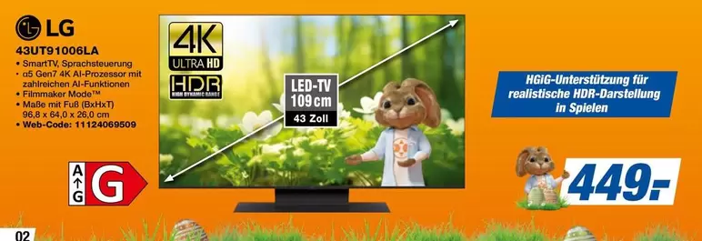 LG - 4K ULTRA HD HDR LED-TV 109cm 43 Zoll