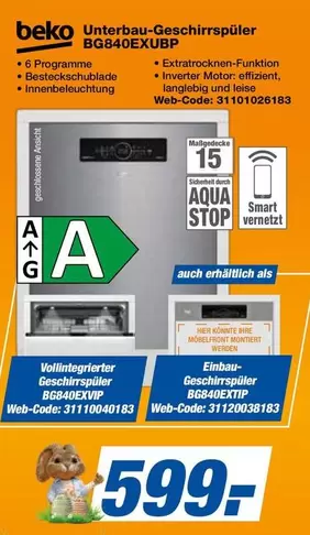 Beko - Unterbau-Geschirrspüler BG840EXUBP