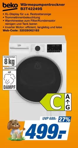 Beko - Wärmepumpentrockner B3T42249S