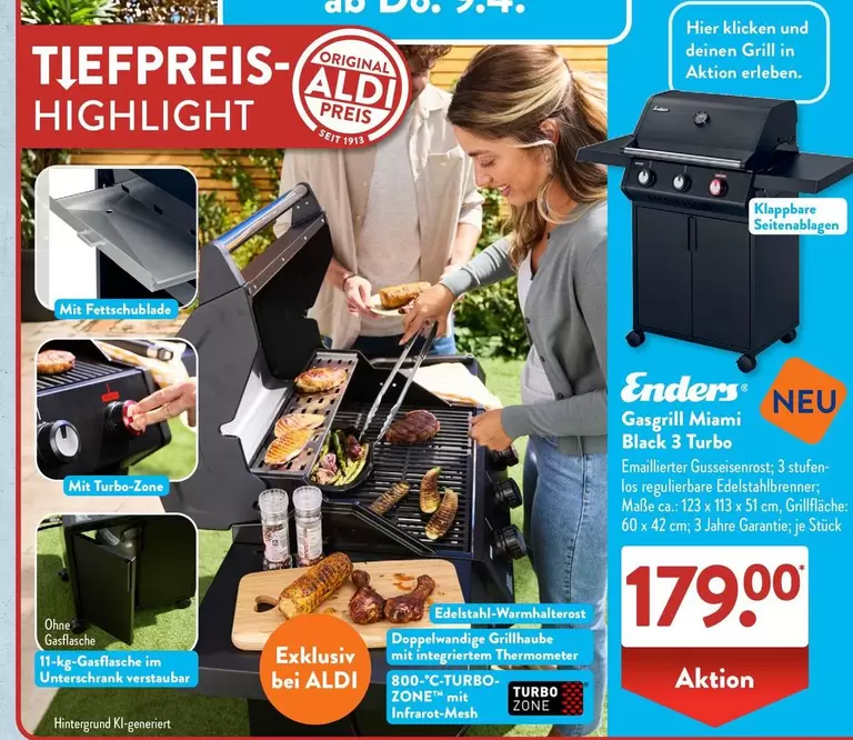 Enders Grill Miami Black 3 Turbo