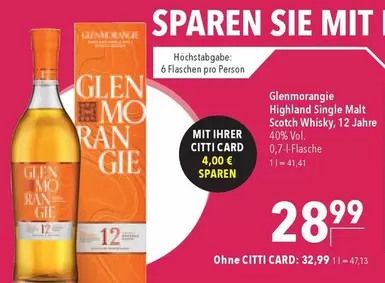 Glenmorangie Highland Single Malt Scotch Whisky, 12 Jahre