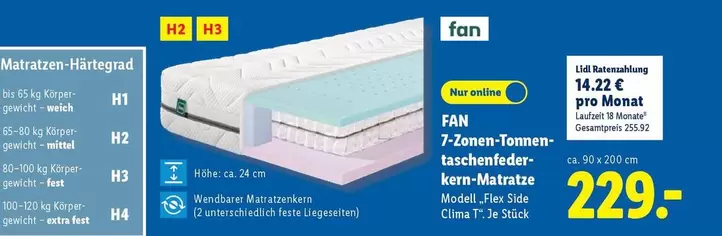 Fest - 7-Zonen-Tonnentaschenfederkern-Matratze