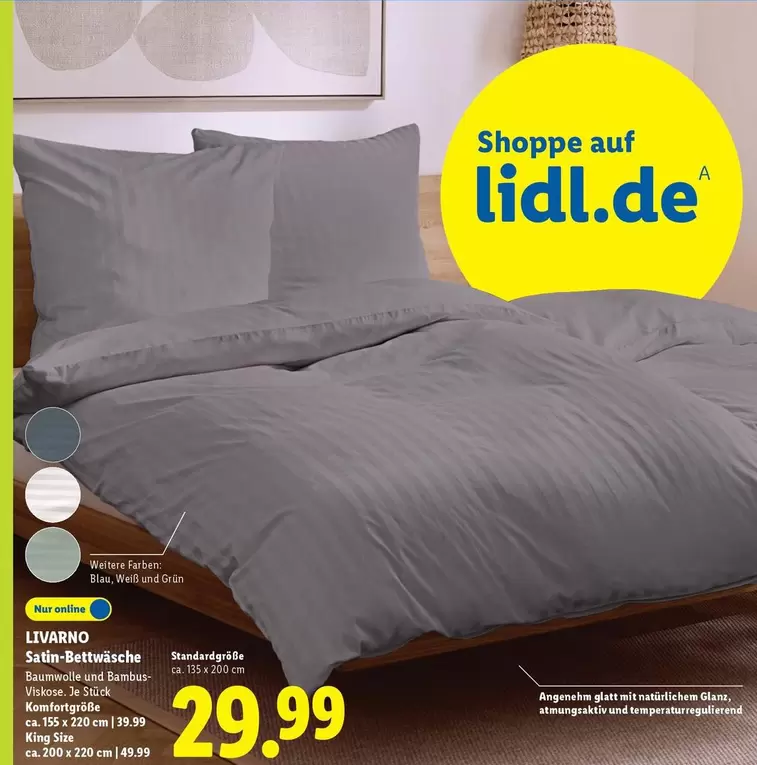 LIVARNO Satin-Bettwäsche Baumwolle und Bambus-Viskose