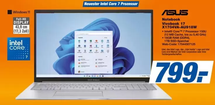 Asus - Notebook Vivobook 17 X1704VA-AU918W