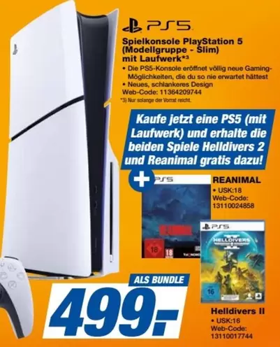 Playstation - Spielkonsole PlayStation 5 (Modellgruppe - Slim) mit Laufwerk