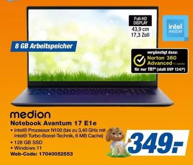 Medion - Notebook Avantum 17 E1e