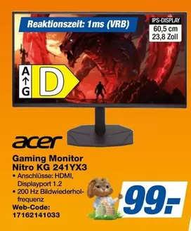 Acer - Gaming Monitor Nitro KG 241YX3