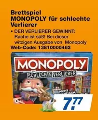 Monopoly - Brettspiel MONOPOLY für schlechte Verlierer Web-Code: 13810000462