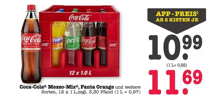 Coca Cola - Mezzo-Mix, Fanta Orange und weitere Sorten