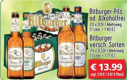 Bitburger - Pils od. Alkoholfrei / versch. Sorten