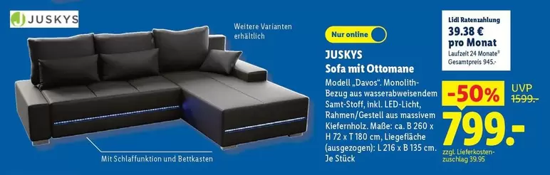 Sofa mit Ottomane