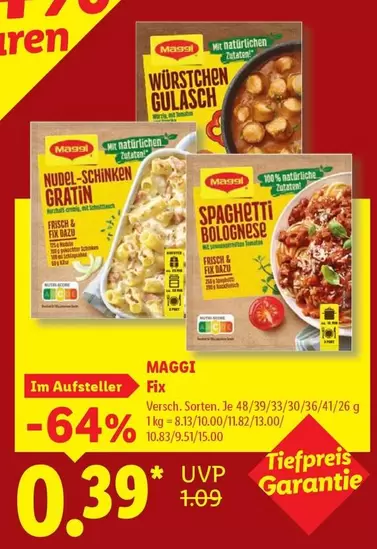 Maggi - Fix Nudel-Schinken Gratin, Fix Spaghetti Bolognese, Wurstchen Gulasch