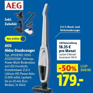 AEG - Akku-Staubsauger Typ "HYGIENIC 5000 - AS52H212XN"