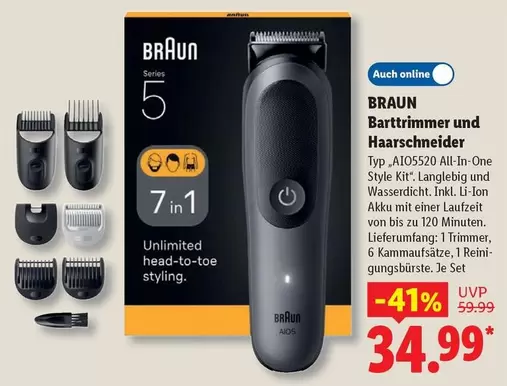 Braun - Barttrimmer und Haarschneider Typ: AIO5520 All-in-One Style Kit