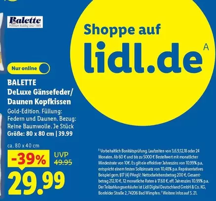 Deluxe - DeLuxe Gänsefeder/Daunen Kopfkissen Gold-Edition