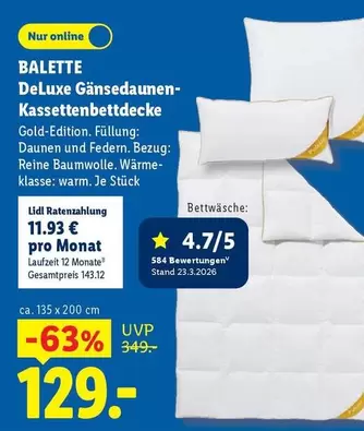 Deluxe - DeLuxe Gänsedauen-Kassettenbettdecke Gold-Edition