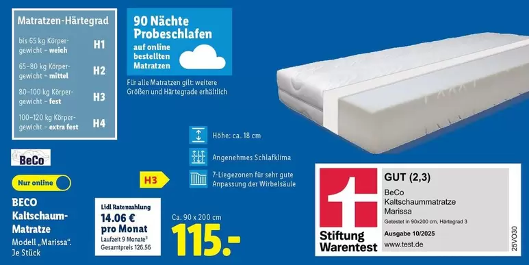 Fest - Kaltschaummatratze Marisa