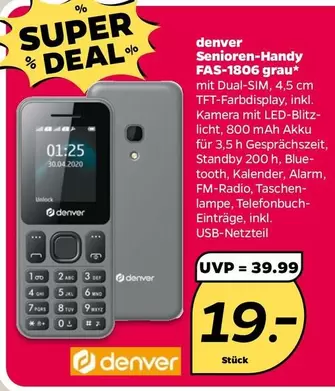 Senioren-Handy FAS-1806 grau