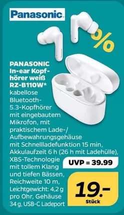 Panasonic - In-ear Kopfhörer weiß RZ-B110W*