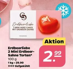 Erdbeerliebe 2 Mini Herz Cakes mit Erdbeer-Sahne