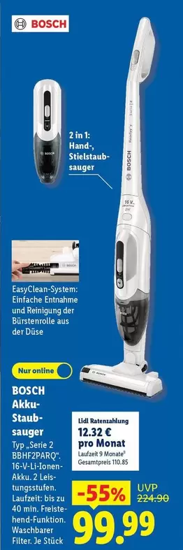 Bosch - Akku-Staubsauber Typ "Serie 2 BHZ29ARQ" BBH22V12