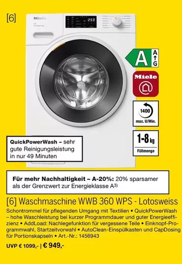 Miele - Waschmaschine WWB 360 WPS Lotosweiss
