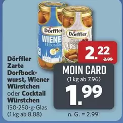 Zarte Dorfbock-wurst, Wiener Würstchen oder Cocktail Würstchen