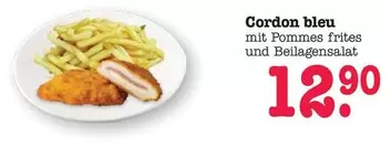 Cordon bleu mit Pommes frites und Beilagensalat