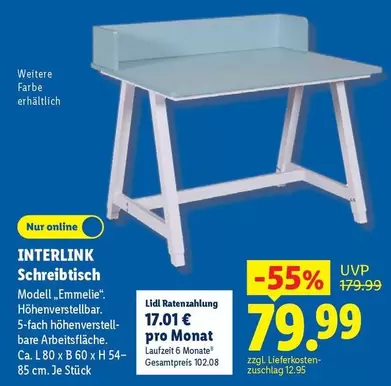 INTERLINK Schreibtisch Modell "Emmelle"