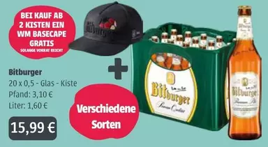 Bitburger - 20 x 0,5 - Glas - Kiste