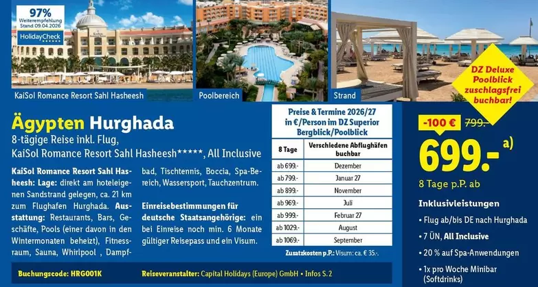 Whirlpool - Ägypten Hurghada 8 tägige Reise inkl. Flug