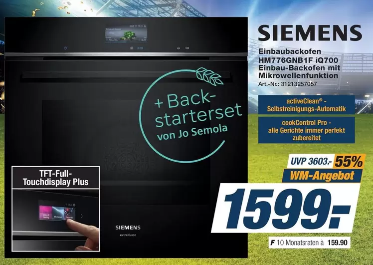 Siemens - Einbaubackofen HM776GBB1F iQ700 Einbau-Backofen mit Mikrowellenfunktion