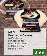 Festtags-Dessert Weiße Mousse au Chocolat oder Mousse au Chocolat
