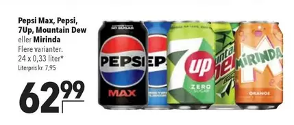 Pepsi - Max, , 7Up, Mountain Dew eller Mirinda