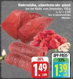 Rinderrouladen, -schmorbraten oder -gulasch