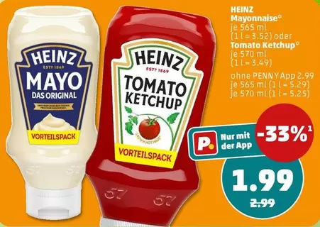 Heinz - Mayonnaise or Tomato Ketchup