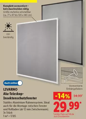 Ideal - Alu-Teleskop-Insektenschutzfenster
