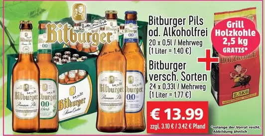 Bitburger - Pils od. Alkoholfrei / versch. Sorten