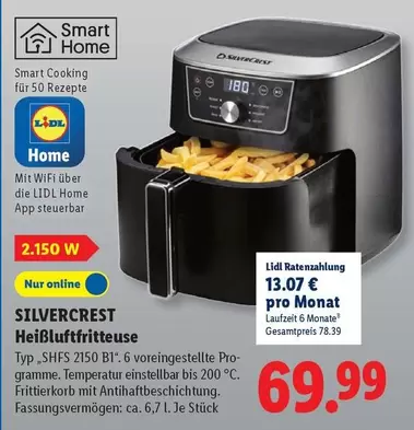 Smart Home - Heißluftfritteuse Typ "SHFS 2150 B1"