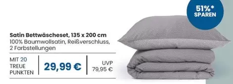 Satin Bettwäscheset, 135 x 200 cm