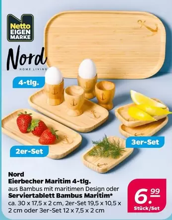 Eierbecher Maritim 4-tlg. oder Serviertablett Bambus Maritim*