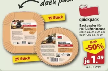 Backpapier für Heißluftfritteuse