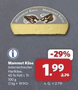 Mammut Käse österreichischer Hartkäse