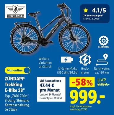 Shimano - Trekking E-Bike 28" Typ "2810 700c" 8 Gang  Kettenschaltung