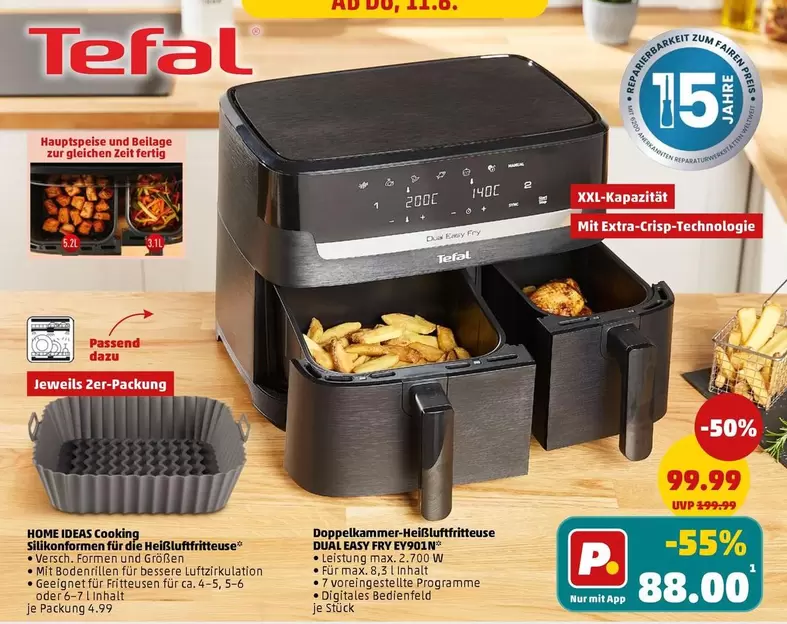 Tefal - Dual Easy Fry XL
with Extra Crisp Technology