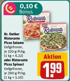 Ristorante - Pizza Salame or Pizza Spinaci