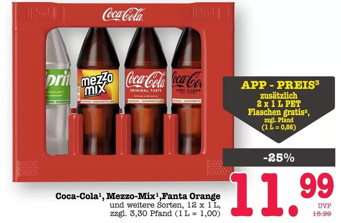 Coca Cola - Coca-Cola, Mezzo-Mix, Fanta Orange und weitere Sorten
