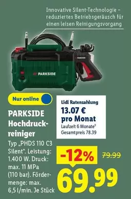 PARKSIDE Hochdruckreiniger Typ "PHDS 110 C3 Silent"